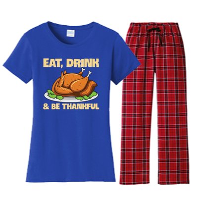 Eat And Be Thankful Design Turkey Lover Cool Gift Women's Flannel Pajama Set