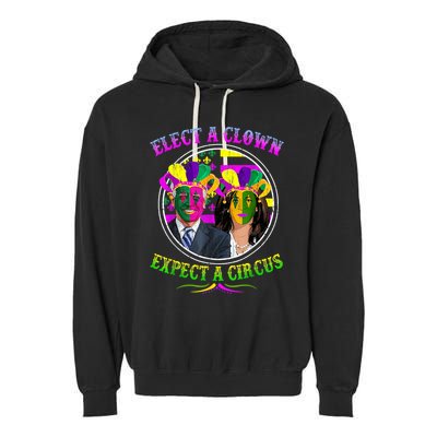 Elect A Clown Expect A Circus Funny Anti Biden Mardi Gras Garment-Dyed Fleece Hoodie