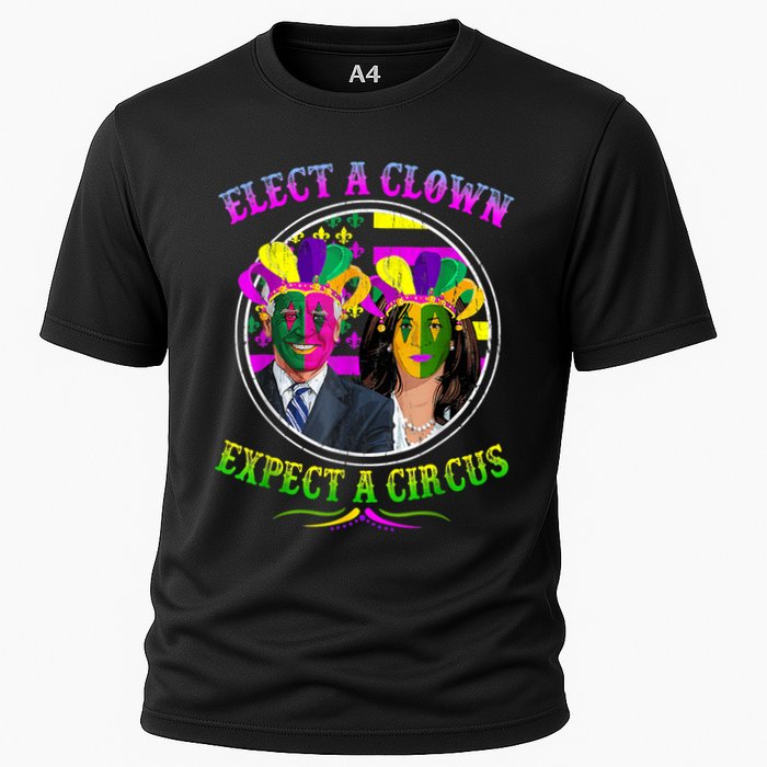 Elect A Clown Expect A Circus Funny Anti Biden Mardi Gras Cooling Performance Crew T-Shirt