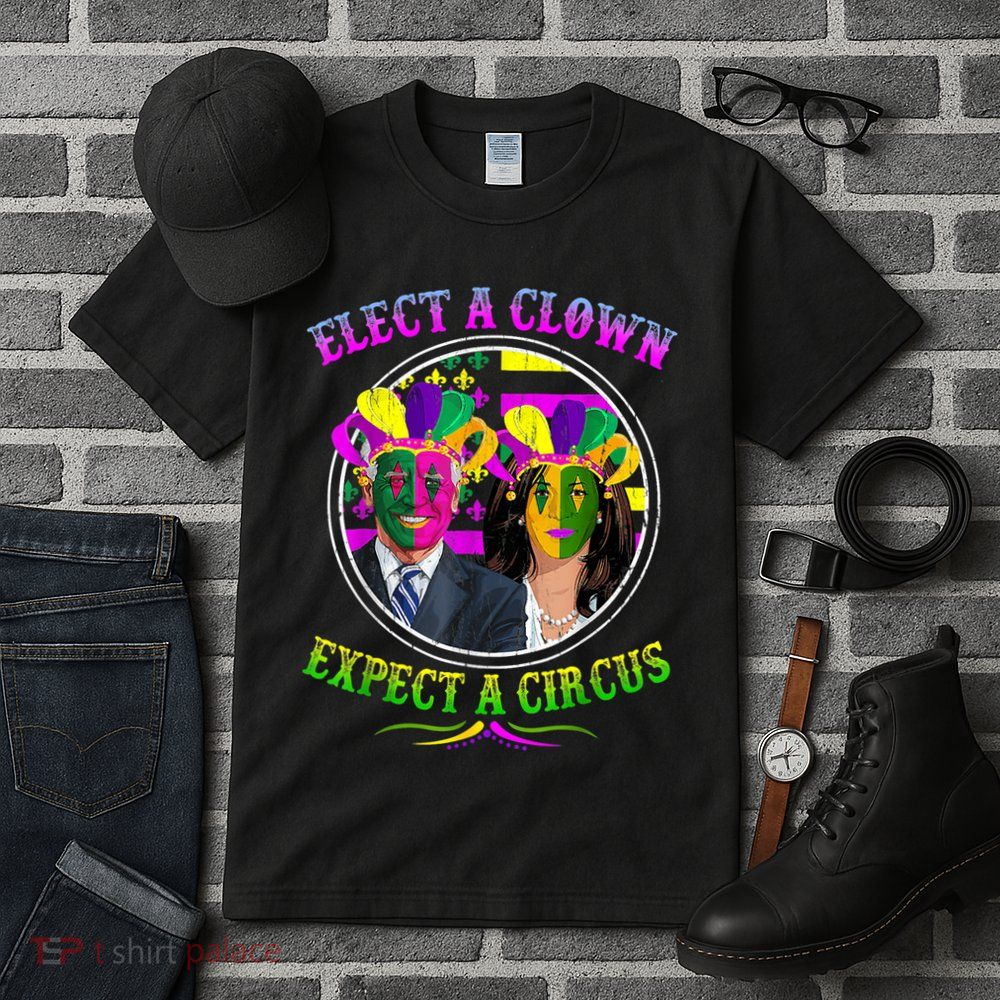 Elect A Clown Expect A Circus Funny Anti Biden Mardi Gras Tall T-Shirt