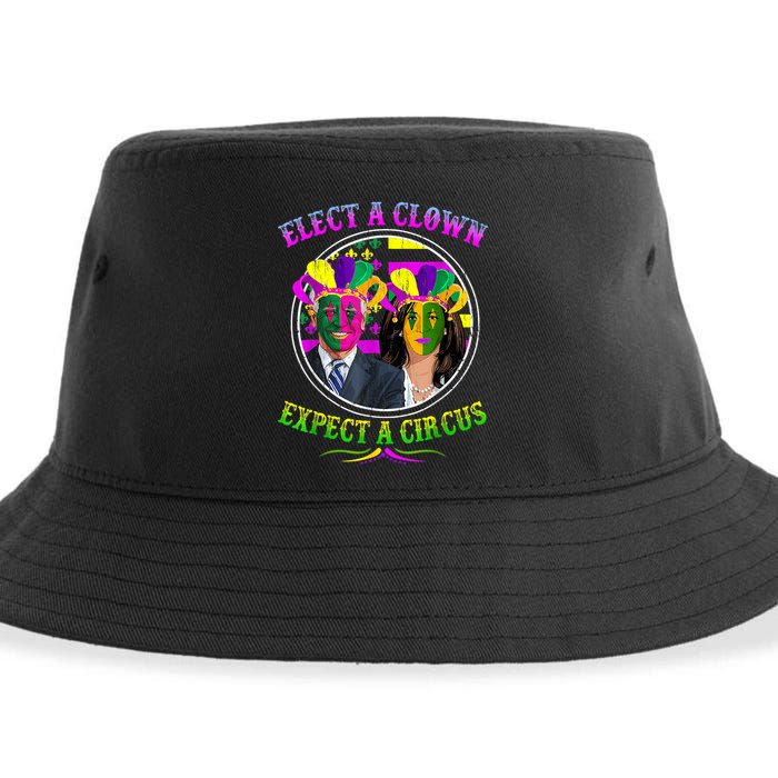 Elect A Clown Expect A Circus Funny Anti Biden Mardi Gras Sustainable Bucket Hat