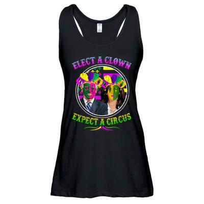 Elect A Clown Expect A Circus Funny Anti Biden Mardi Gras Ladies Essential Flowy Tank