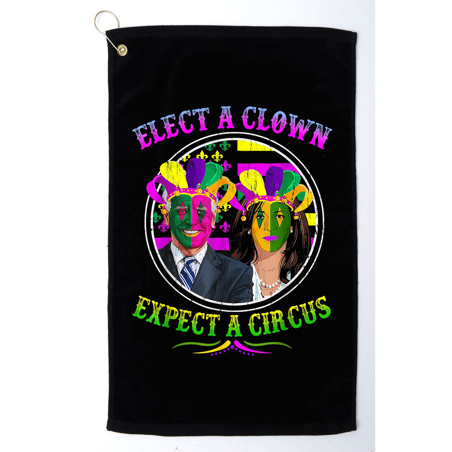 Elect A Clown Expect A Circus Funny Anti Biden Mardi Gras Golf Towel