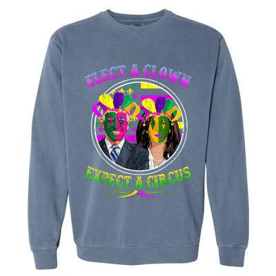 Elect A Clown Expect A Circus Funny Anti Biden Mardi Gras Garment-Dyed Sweatshirt