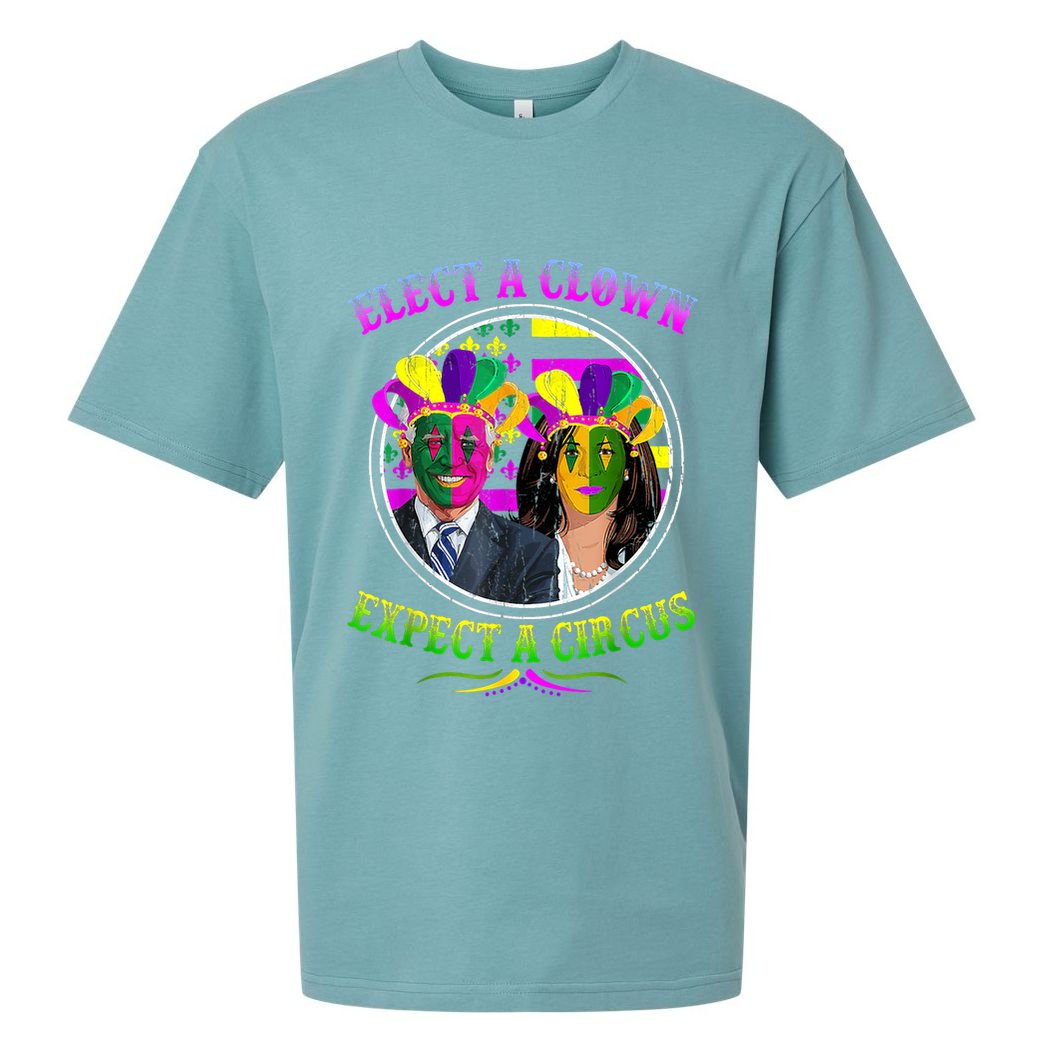 Elect A Clown Expect A Circus Funny Anti Biden Mardi Gras Sueded Cloud Jersey T-Shirt