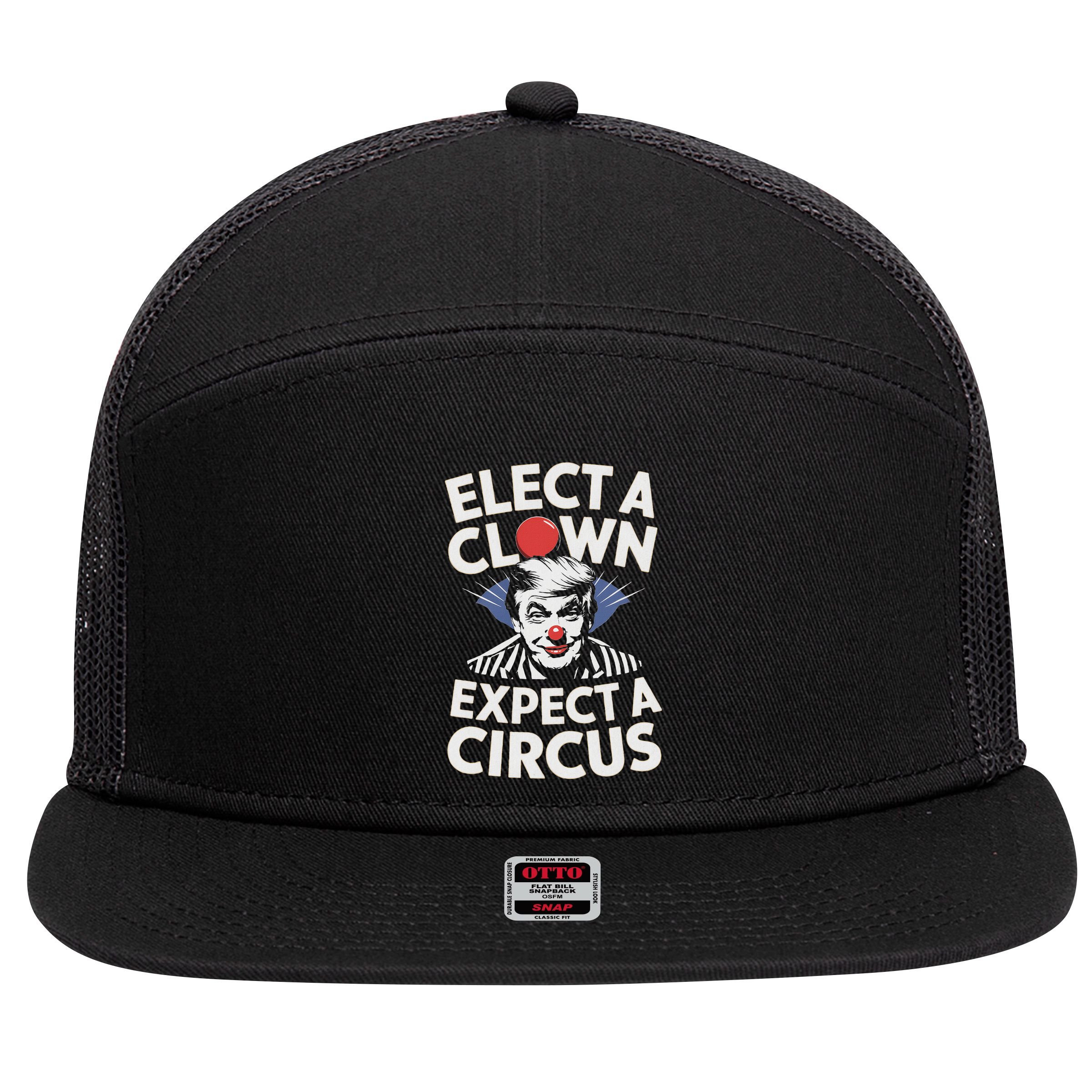 Elect A Clown Expect A Circus Impeach Trump Anti Trump 7 Panel Mesh Trucker Snapback Hat