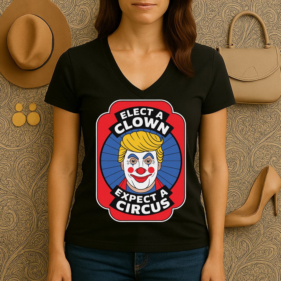 Elect A Clown Expect A Circus Impeach Trump Anti Trump  Women's V-Neck T-Shirt