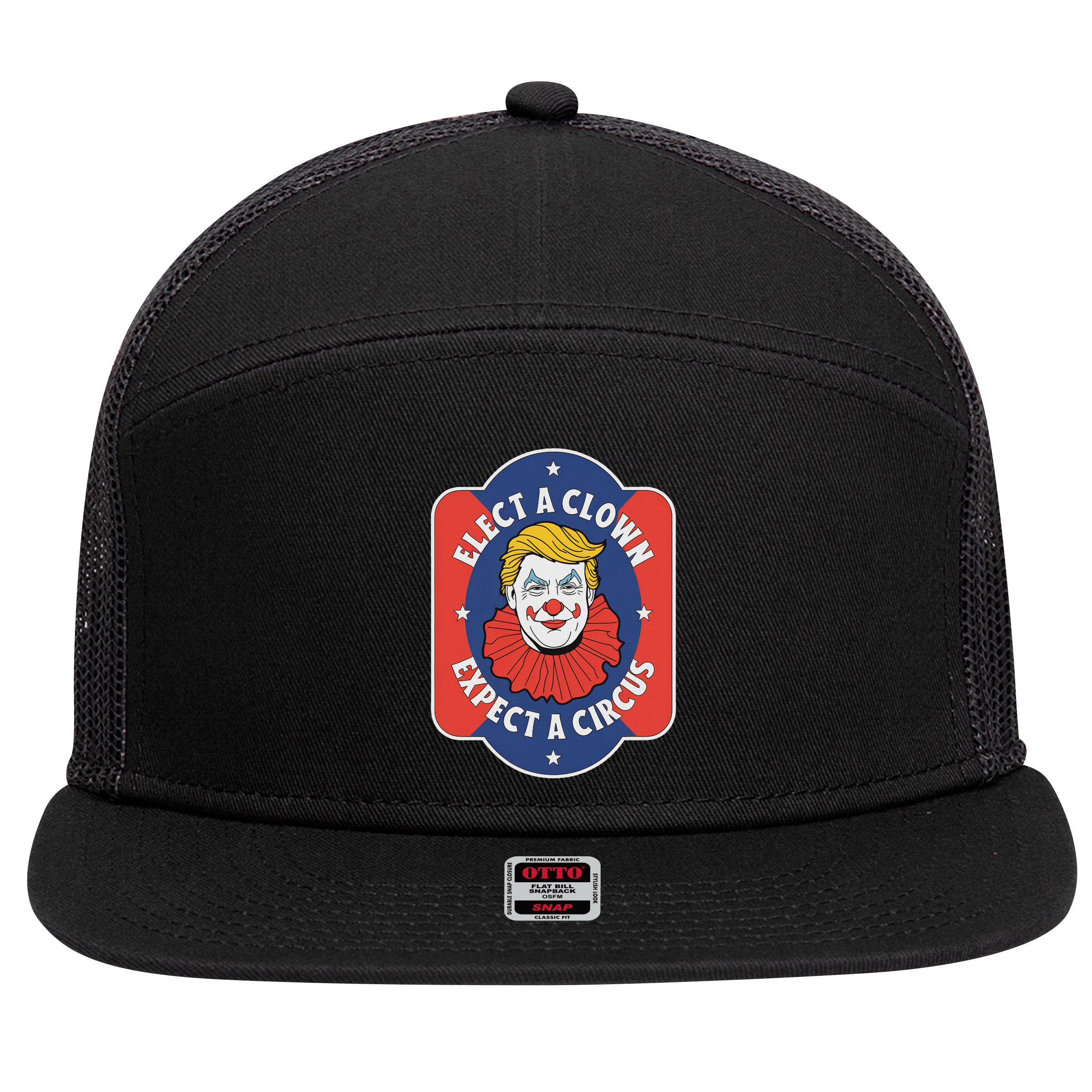 Elect A Clown Expect A Circus Impeach Trump Anti Trump 7 Panel Mesh Trucker Snapback Hat