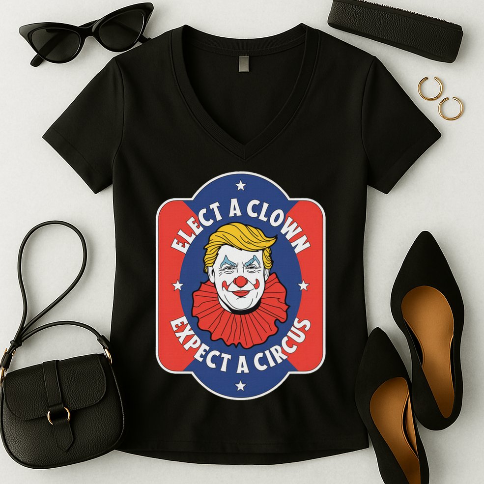 Elect A Clown Expect A Circus Impeach Trump Anti Trump Women's V-Neck T-Shirt