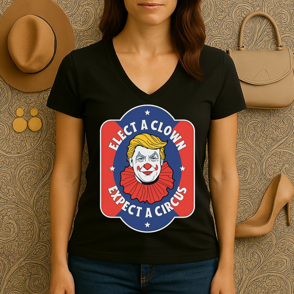 Elect A Clown Expect A Circus Impeach Trump Anti Trump Women's V-Neck T-Shirt