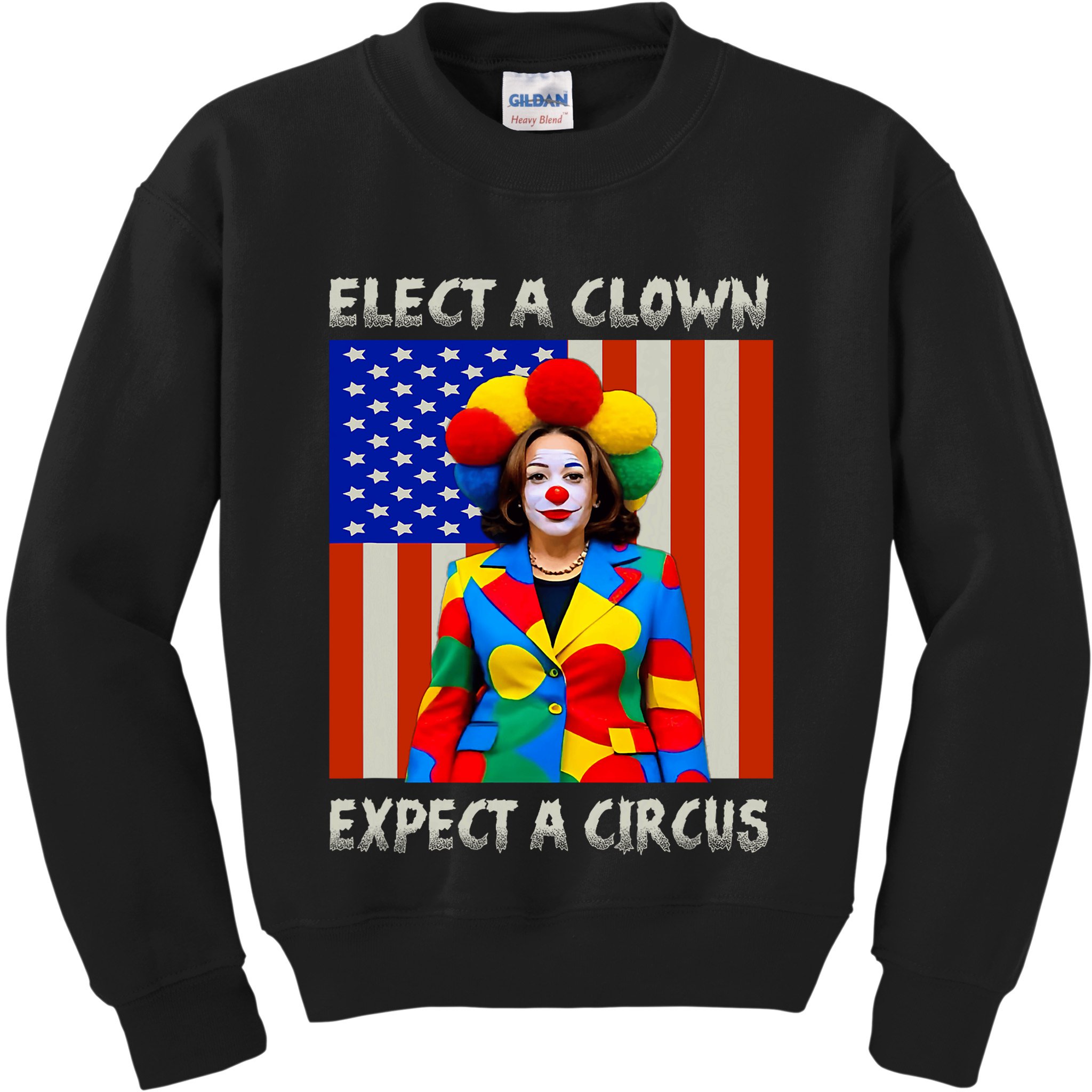 Elect A Clown Expect A Circus Anti Kamala Harris Kids Sweatshirt