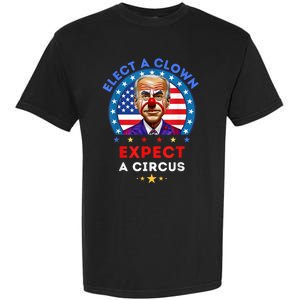 Elect A Clown Expect A Circus Funny Anti Biden Political Garment-Dyed Heavyweight T-Shirt