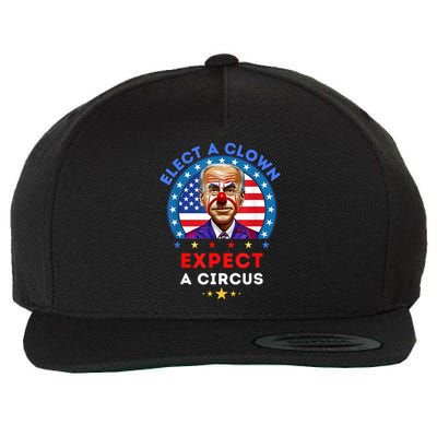 Elect A Clown Expect A Circus Funny Anti Biden Political Wool Snapback Cap