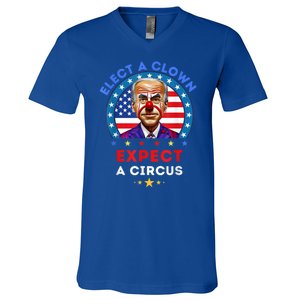 Elect A Clown Expect A Circus Funny Anti Biden Political V-Neck T-Shirt