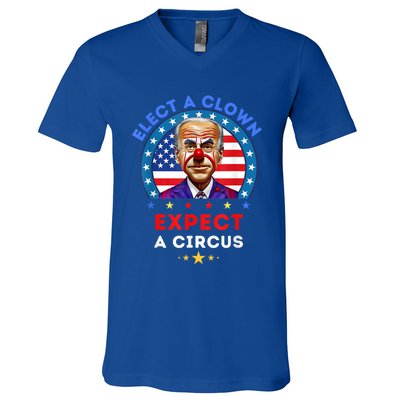 Elect A Clown Expect A Circus Funny Anti Biden Political V-Neck T-Shirt