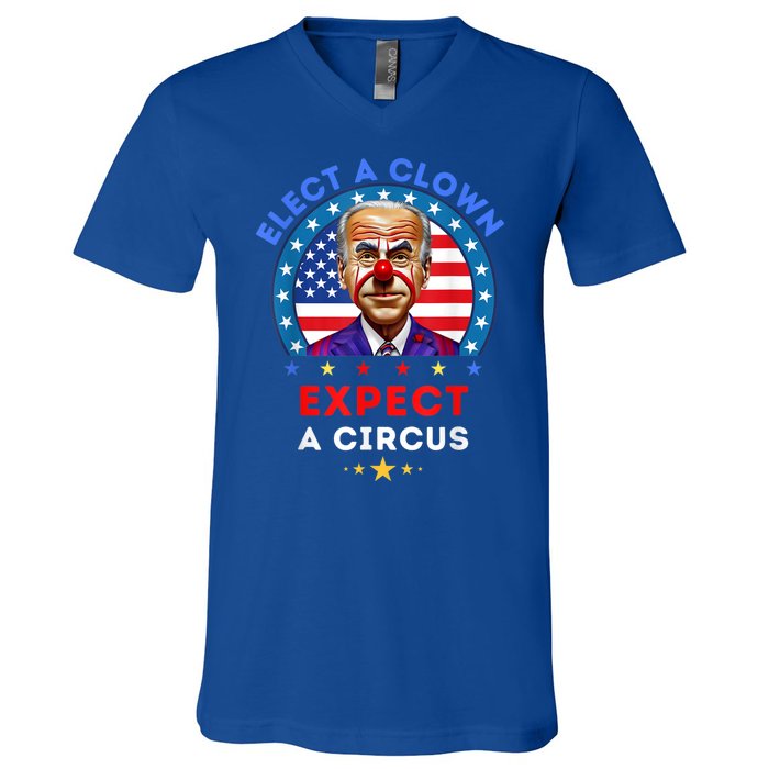 Elect A Clown Expect A Circus Funny Anti Biden Political V-Neck T-Shirt