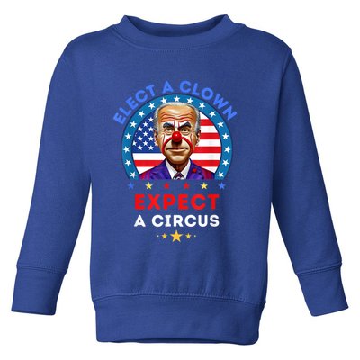 Elect A Clown Expect A Circus Funny Anti Biden Political Toddler Sweatshirt