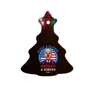 Elect A Clown Expect A Circus Funny Anti Biden Political Ceramic Tree Ornament