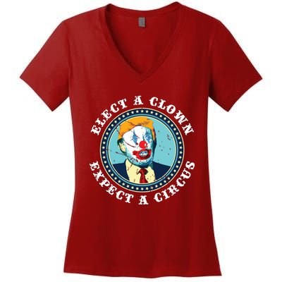 Elect A Clown Expect A Circus Antitrump Women's V-Neck T-Shirt