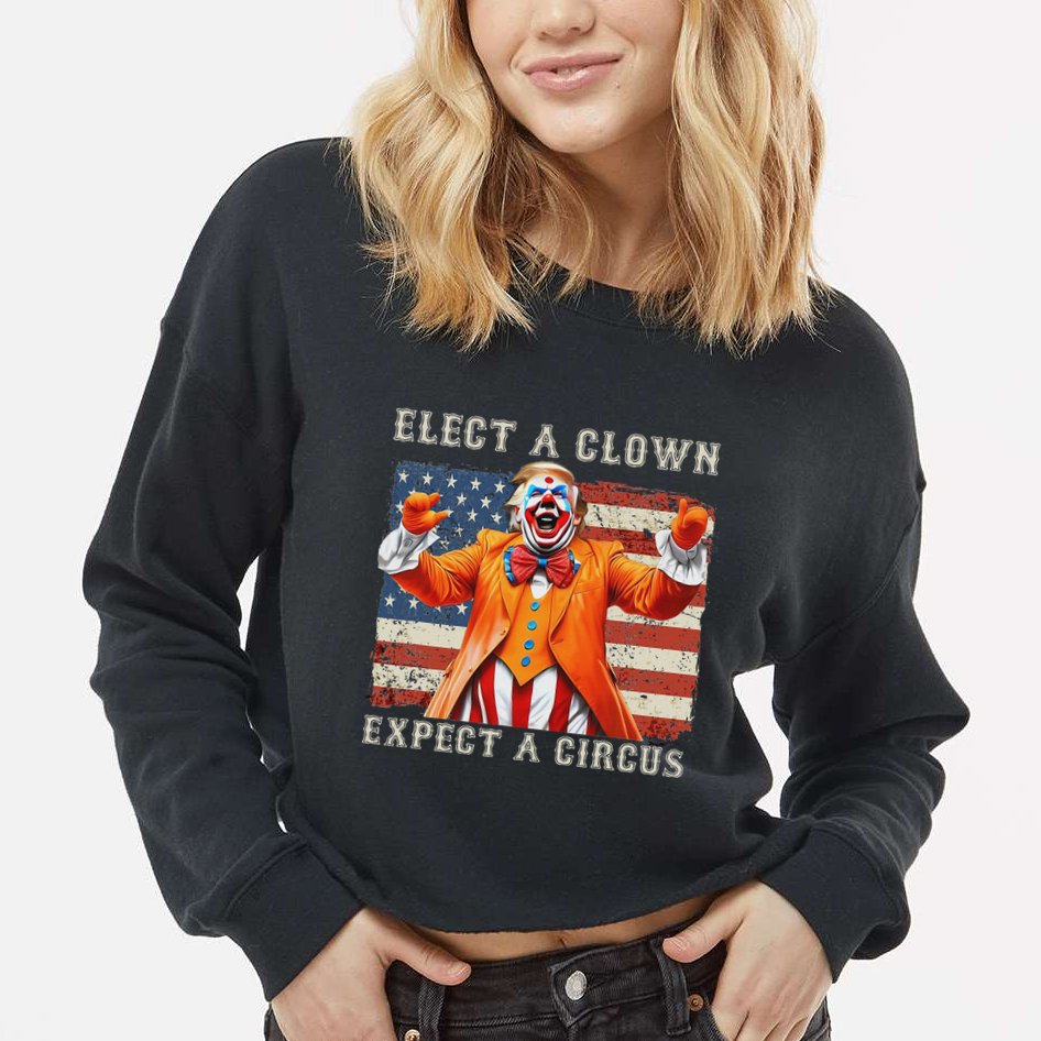Elect A Clown Expect A Circus Usa Flag Cropped Pullover Crew