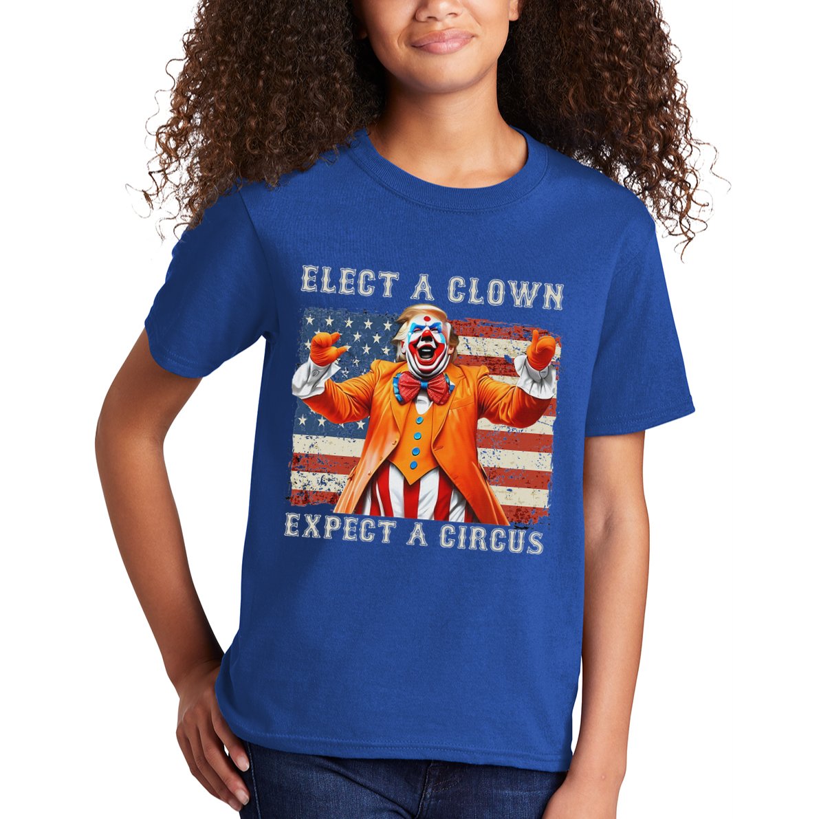 Elect A Clown Expect A Circus Usa Flag Kids T-Shirt