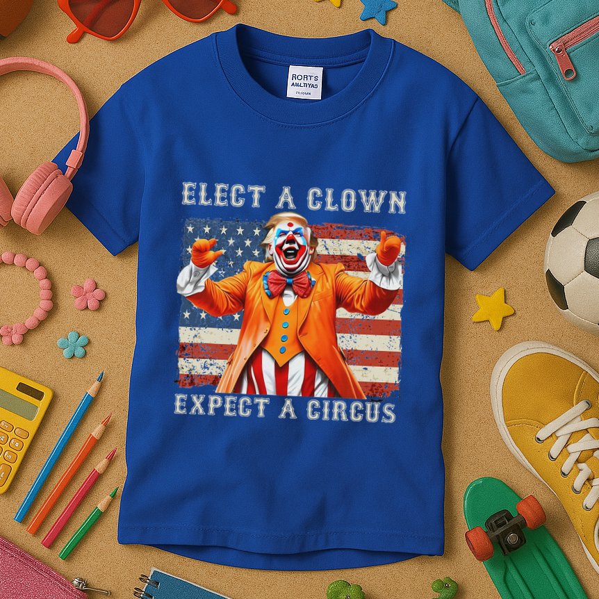 Elect A Clown Expect A Circus Usa Flag Kids T-Shirt
