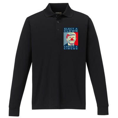 Elect A Clown Expect A Circus Impeach Antitrump Funny Performance Long Sleeve Polo