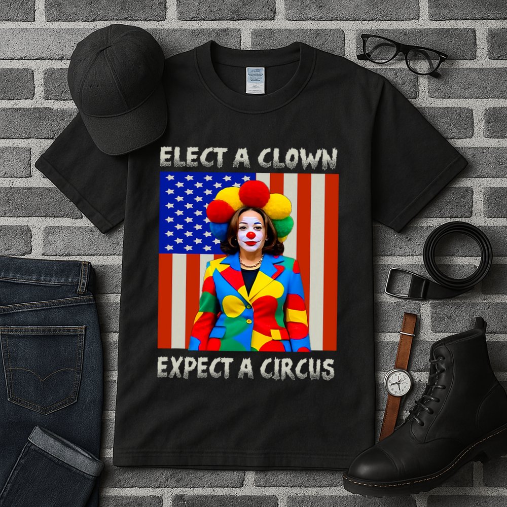 Elect A Clown Expect A Circus Anti Kamala Harris Tall T-Shirt