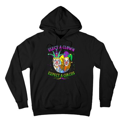 Elect A Clown Expect A Circus Funny Anti Biden Mardi Gras Hoodie