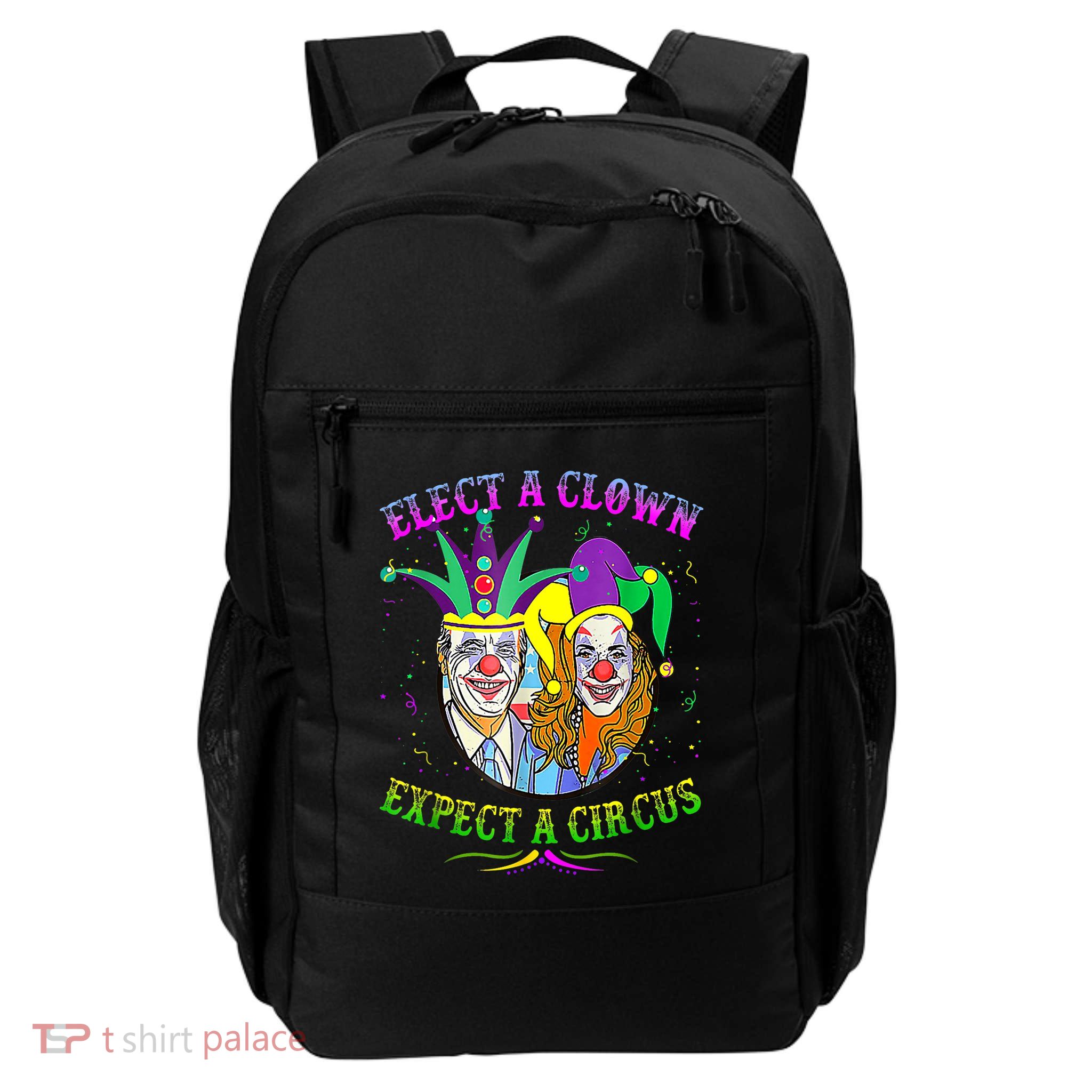 Elect A Clown Expect A Circus Funny Anti Biden Mardi Gras Backpack