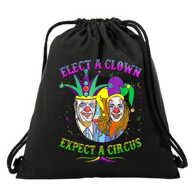 Elect A Clown Expect A Circus Funny Anti Biden Mardi Gras Drawstring Bag