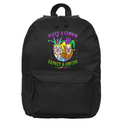 Elect A Clown Expect A Circus Funny Anti Biden Mardi Gras 16 in Basic Backpack
