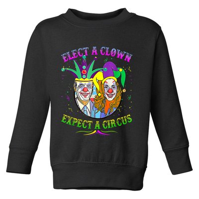 Elect A Clown Expect A Circus Funny Anti Biden Mardi Gras Toddler Sweatshirt
