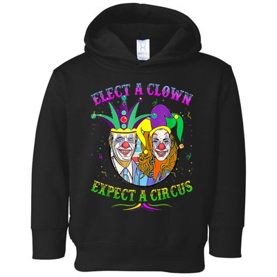 Elect A Clown Expect A Circus Funny Anti Biden Mardi Gras Toddler Hoodie