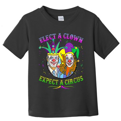 Elect A Clown Expect A Circus Funny Anti Biden Mardi Gras Toddler T-Shirt