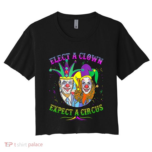 Elect A Clown Expect A Circus Funny Anti Biden Mardi Gras Crop Top