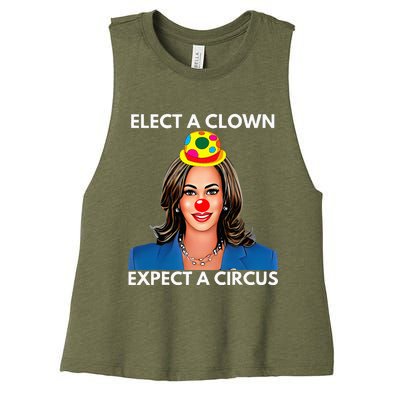 Elect A Clown Expect A Circus Funny Kamala Harris Women's Racerback Cropped Tank