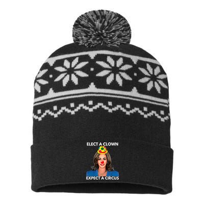 Elect A Clown Expect A Circus Funny Kamala Harris USA-Made Snowflake Beanie