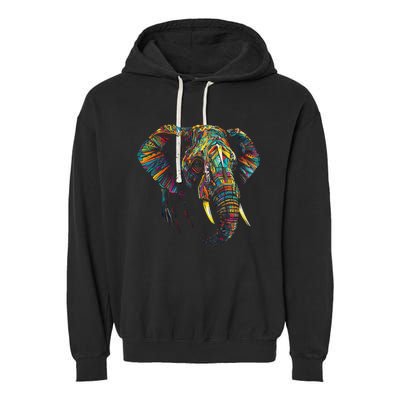 Elephant Animal Colourful Zoo Art Elephant Garment-Dyed Fleece Hoodie