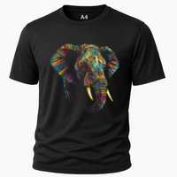 Elephant Animal Colourful Zoo Art Elephant Cooling Performance Crew T-Shirt