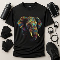 Elephant Animal Colourful Zoo Art Elephant Cooling Performance Crew T-Shirt