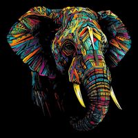 Elephant Animal Colourful Zoo Art Elephant Cooling Performance Crew T-Shirt