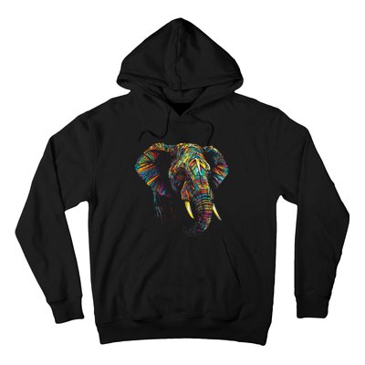 Elephant Animal Colourful Zoo Art Elephant Hoodie