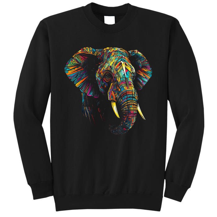 Elephant Animal Colourful Zoo Art Elephant Sweatshirt