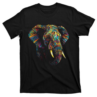 Elephant Animal Colourful Zoo Art Elephant T-Shirt