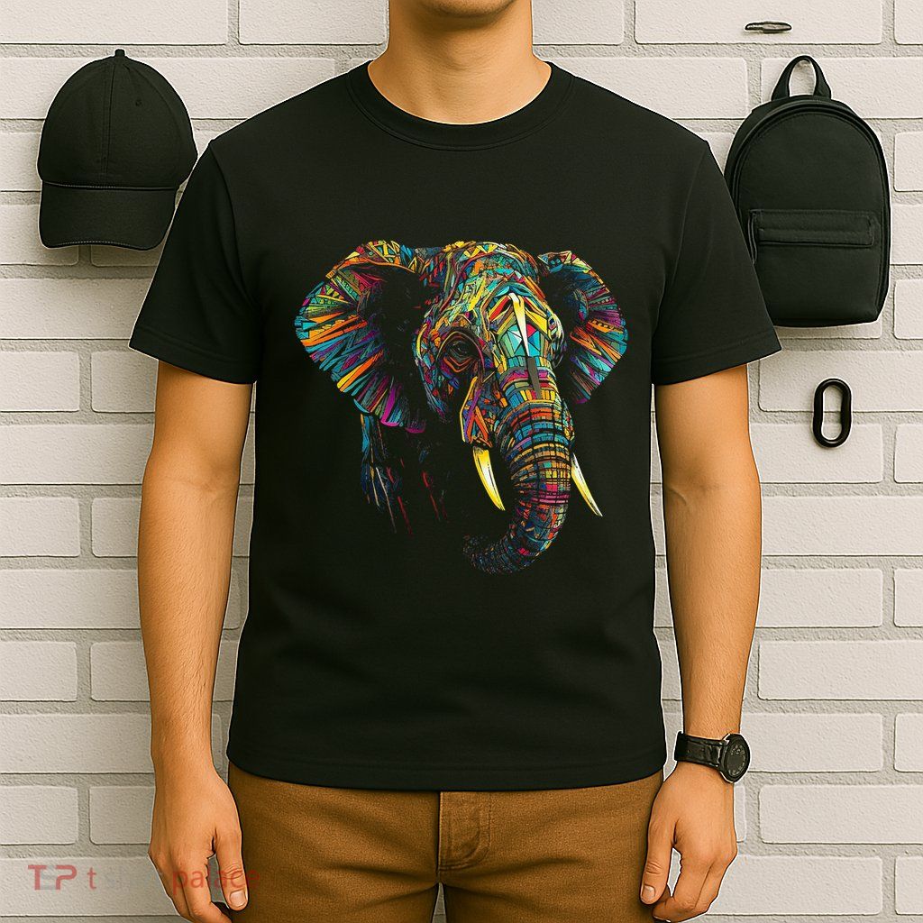 Elephant Animal Colourful Zoo Art Elephant T-Shirt