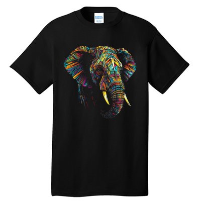 Elephant Animal Colourful Zoo Art Elephant Tall T-Shirt