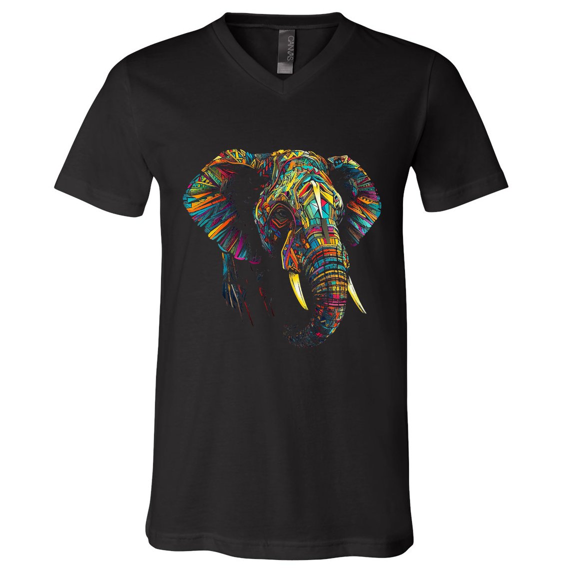 Elephant Animal Colourful Zoo Art Elephant V-Neck T-Shirt