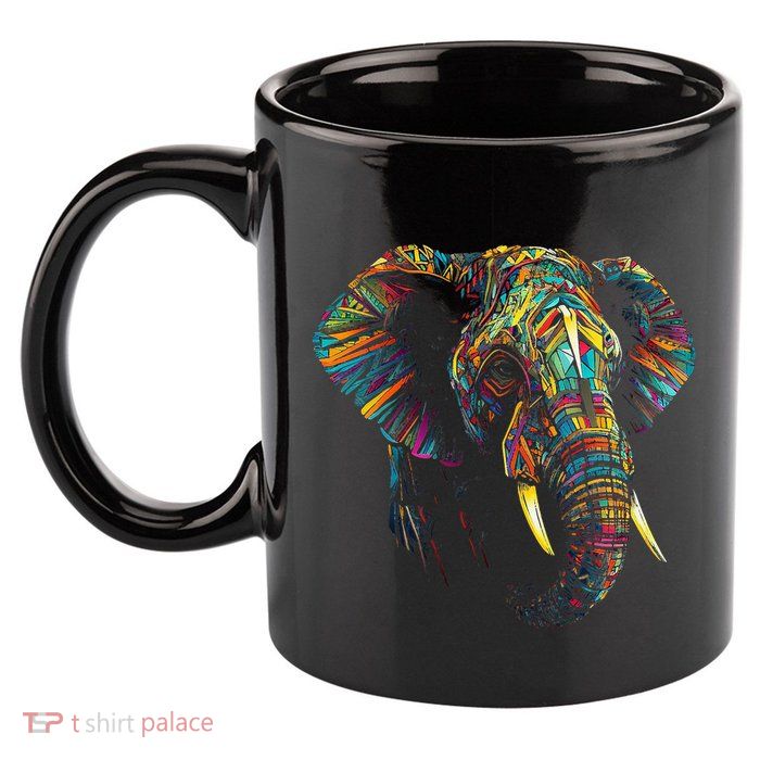 Elephant Animal Colourful Zoo Art Elephant 11oz C Handle Ceramic Mug