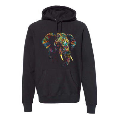 Elephant Animal Colourful Zoo Art Elephant Premium Hoodie